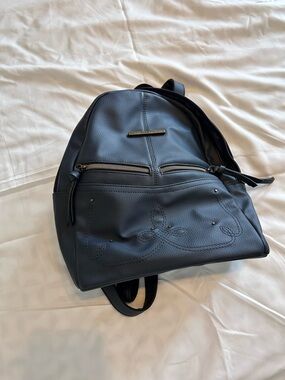 Navy Leather Backpack - Sleek Everyday Bag